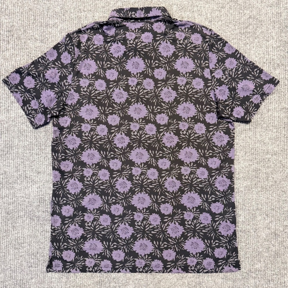 TravisMathew‎ Not Happening Floral Print Men's Golf Polo Shirt Purple Black XXL - Picture 6 of 6
